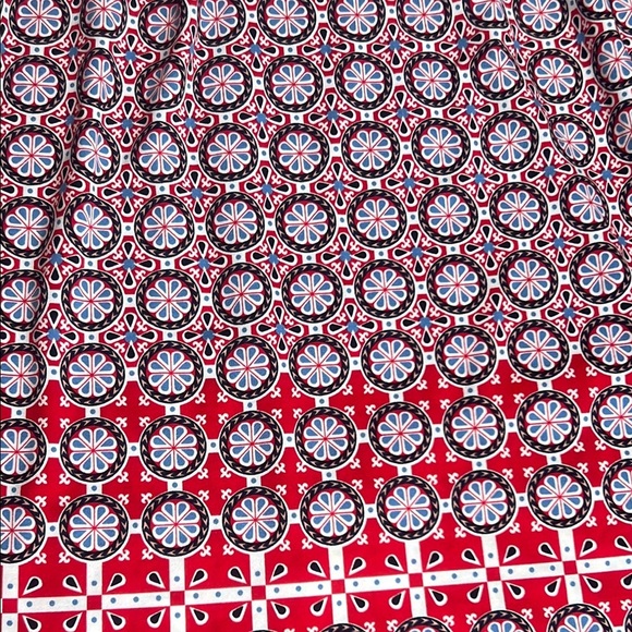 Max Studio Faux Wrap Print Stretch Dress Red Black Blue sz L - Picture 4 of 9